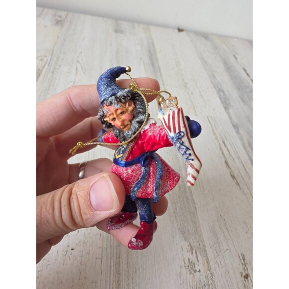 Drolleries d henderson elf stocking glitter ornament demdaco 2003 Xmas tree - Picture 3 of 10